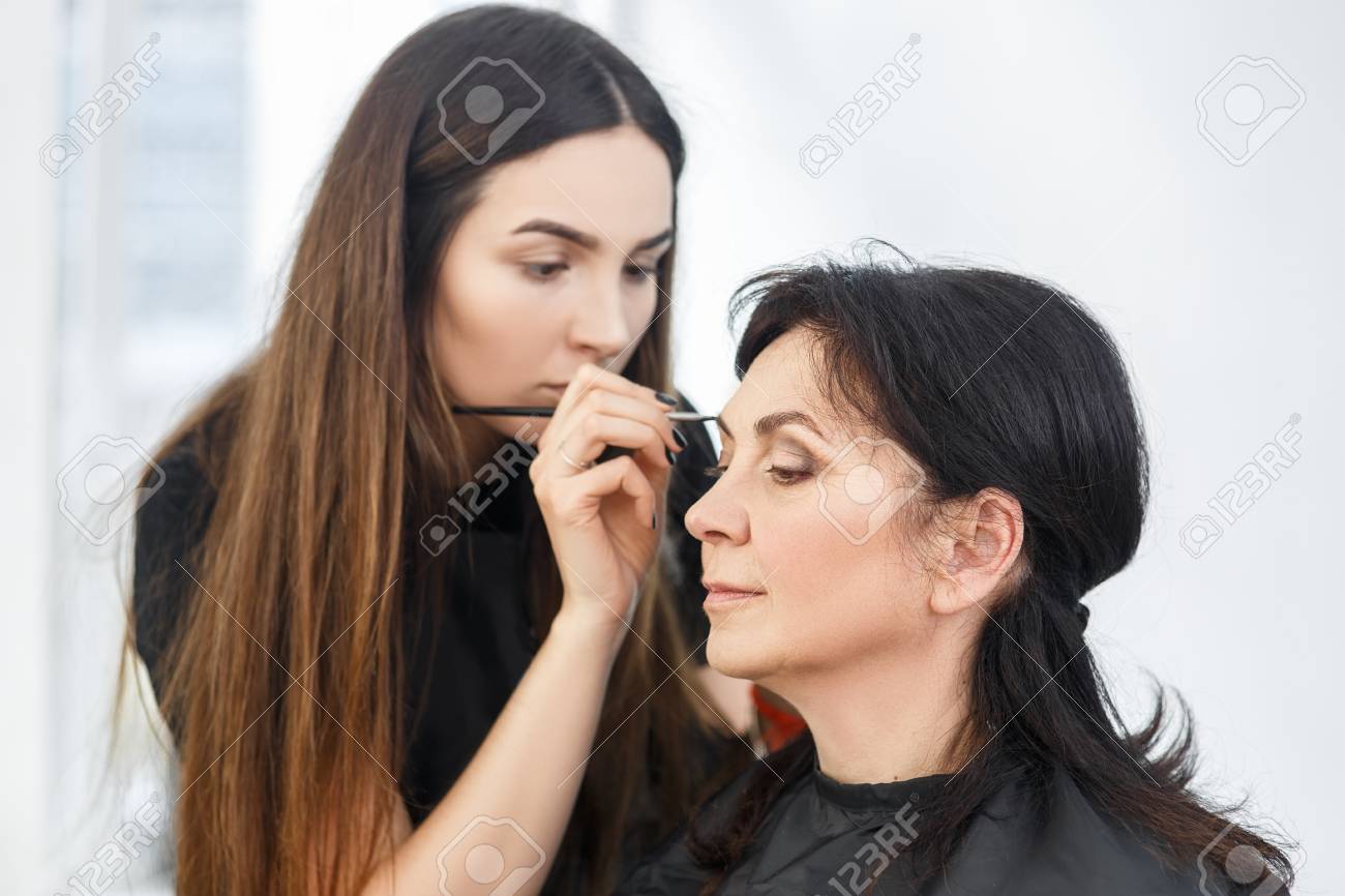 makeup artist work in beauty salon